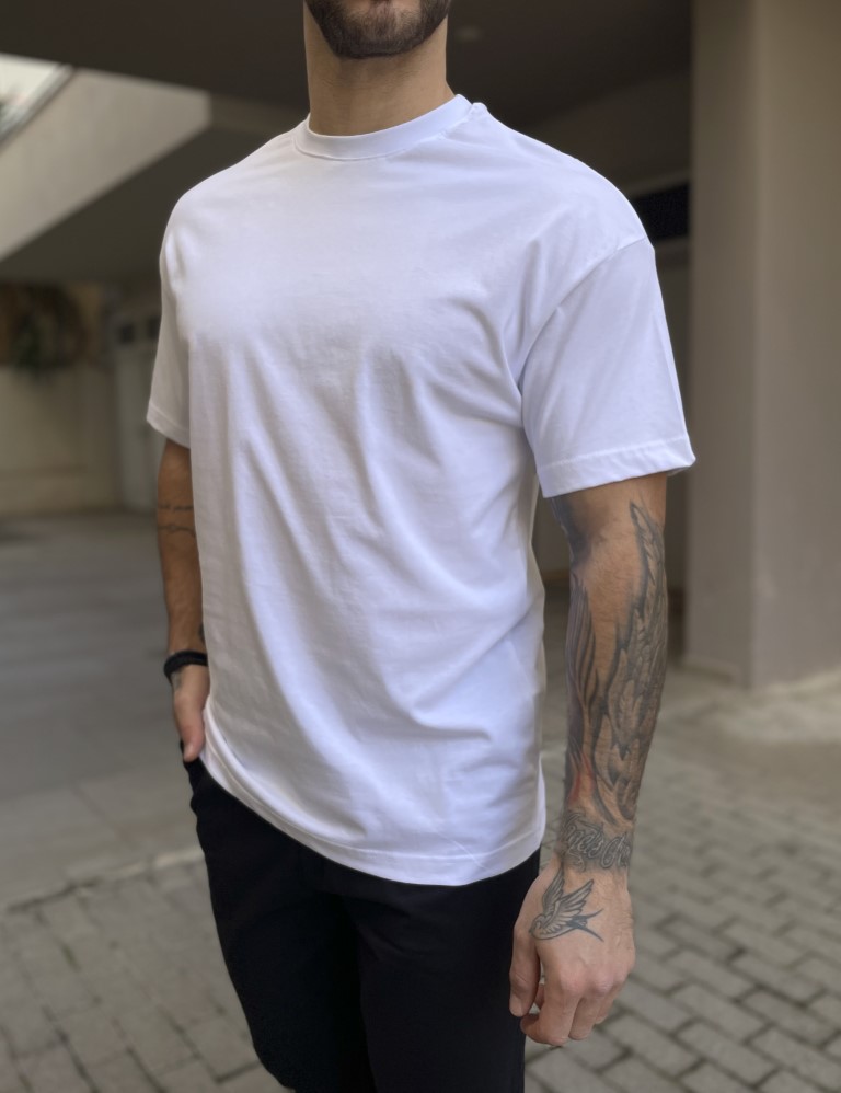 Ανδρική λευκή κοντομάνικη μπλούζα Oversized TST0426W φωτογραφία
